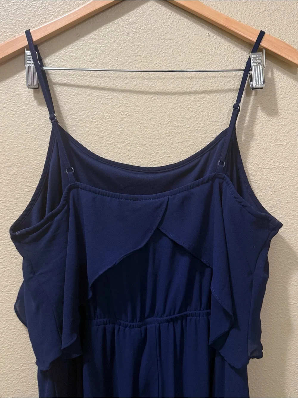 Women’s XL Xhilaration Navy Blue Spaghetti Strap Chiffon Ruffle Long Maxi Dress